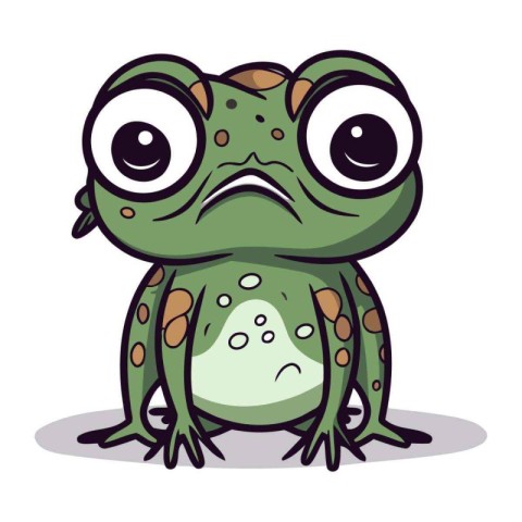 Frog cartoon character on white background. Vector illustration