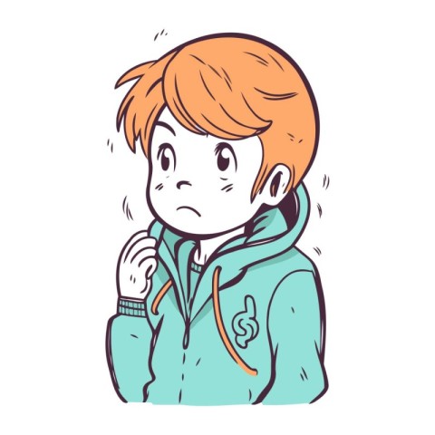 Vector illustration of a red haired boy in a hoodie.