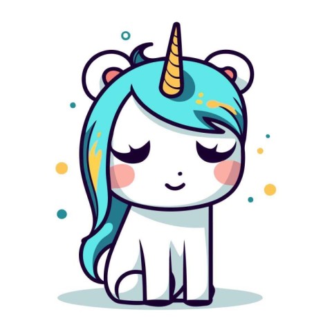 Cute cartoon unicorn. Vector illustration isolated on a white ba