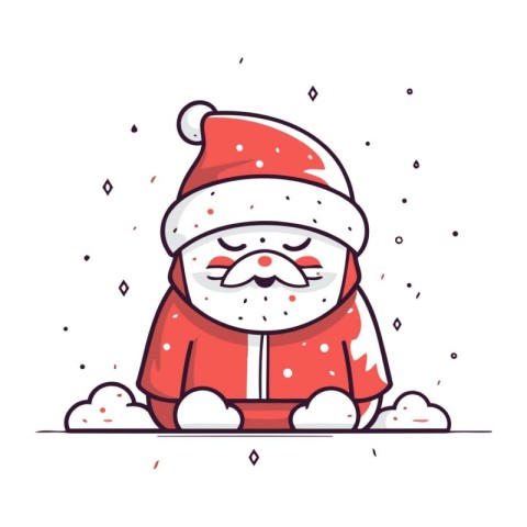 Cute cartoon santa claus character. Vector illustration in line