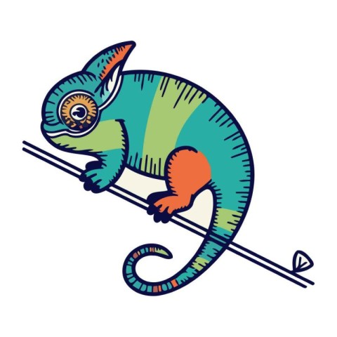 Chameleon cartoon icon. Animal cute and creature theme. Isolated