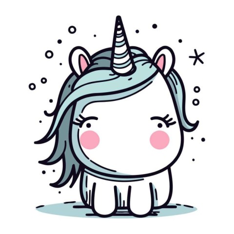 Cute little unicorn. Vector illustration. Isolated on white back