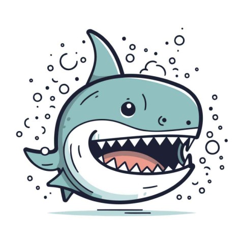 Cartoon shark with open mouth. Vector illustration of a cartoon