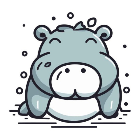 Cute hippo. Vector illustration of a cartoon hippo.