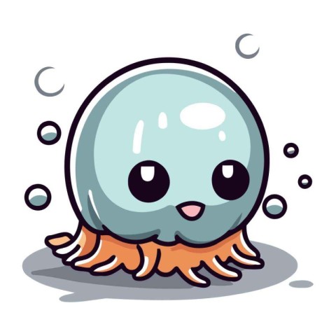 Cute jellyfish cartoon character vector illustration. Cute jelly