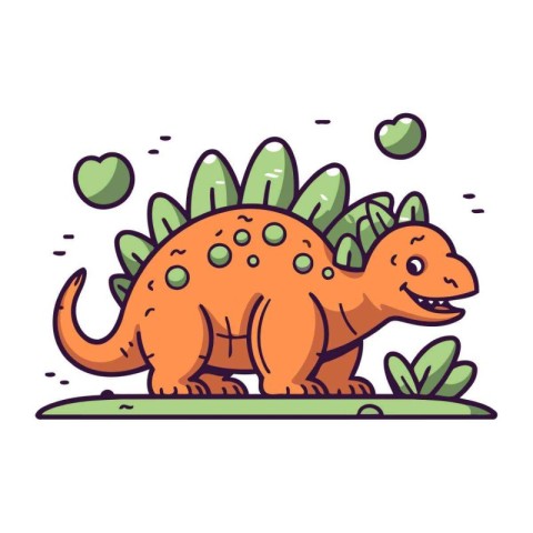 Cartoon dinosaur. Vector illustration. Cute dino. Dinosaur on wh