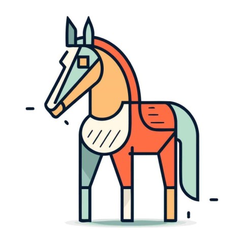 Horse flat line icon. Vector illustration. eps 10.