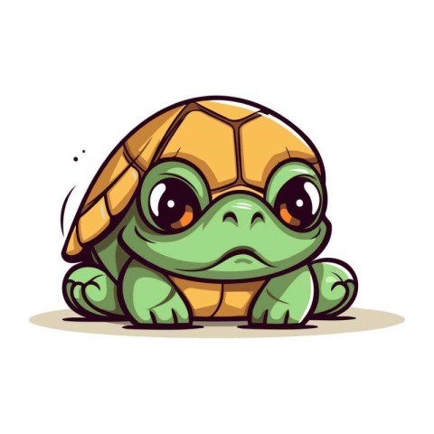 Cute cartoon turtle isolated on a white background. Vector illus