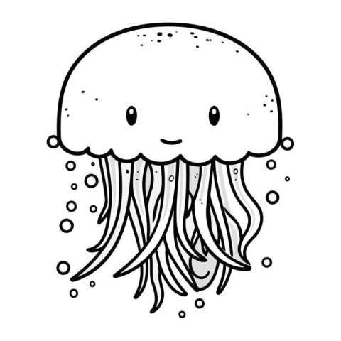 cute jellyfish sea animal kawaii character vector illustration d