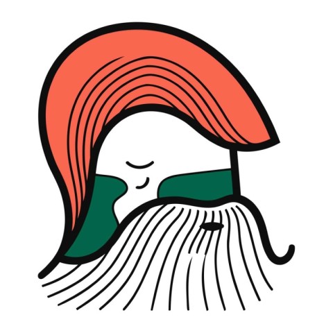 Vector illustration of a bearded man with red hair in a hat.