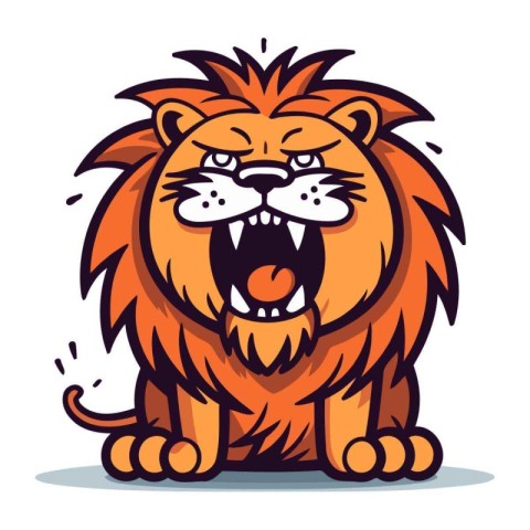 Angry Lion Mascot. Vector illustration. Isolated on white backgr