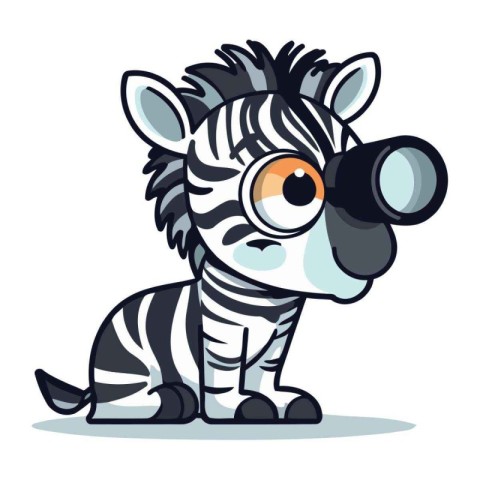 Zebra with binoculars. Vector illustration of a cartoon characte