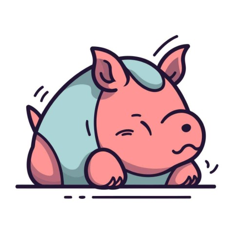 Cute piggy cartoon character. Vector illustration of a piggy.