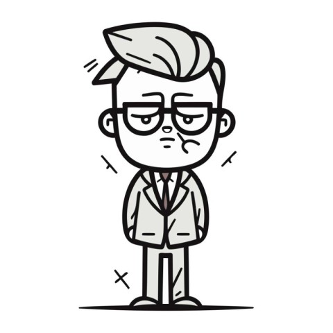 illustration of a cartoon man wearing glasses and looking sad an