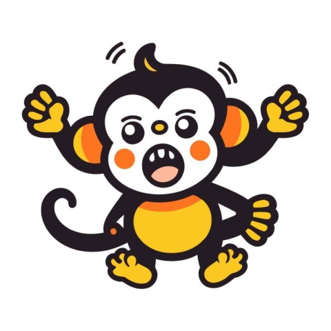 Cute cartoon monkey. Vector illustration isolated on a white bac