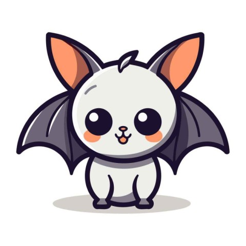 Cute Bat Animal Cartoon Mascot Character Vector Illustration.