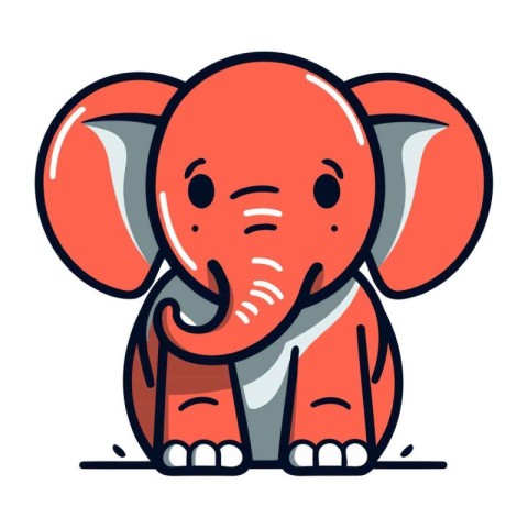 Cute cartoon elephant. Vector illustration isolated on a white b