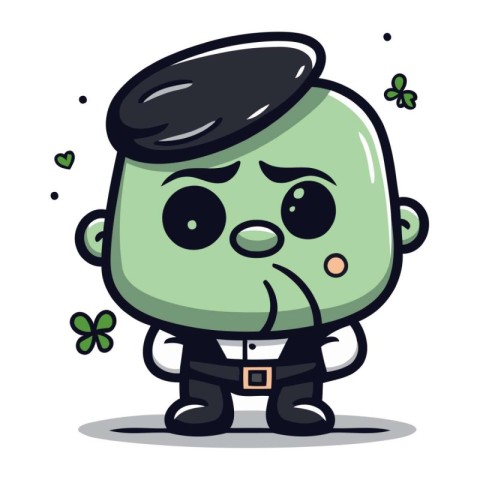 Cute Green Soldier Cartoon Mascot Character Vector Illustration.