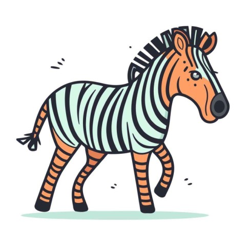 Vector hand drawn zebra. Cute doodle zebra.