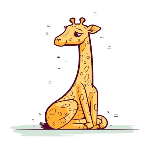 Giraffe isolated on white background. Cute cartoon animal. Vecto