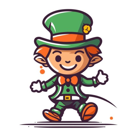 Leprechaun running. St. Patricks Day. Vector illustration