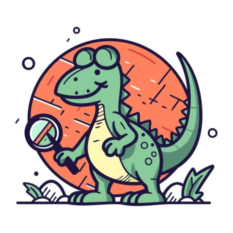 Cute cartoon crocodile. Vector illustration of a cute dinosaur.