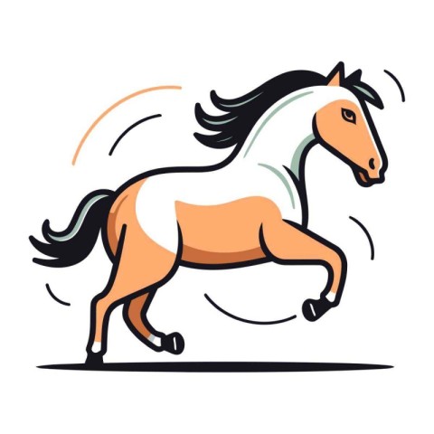 Running horse. Vector illustration. Isolated on a white backgrou