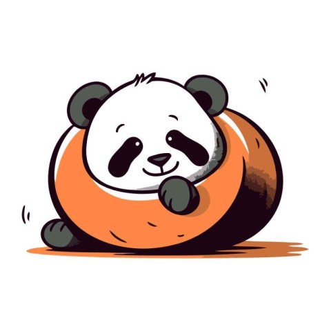 Cute panda cartoon vector illustration. Isolated on white backgr