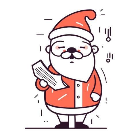 Santa Claus. Vector illustration in thin line style. Cartoon cha