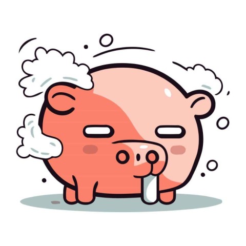 Piggy Bank Crying Vector Illustration. Cute Cartoon Pig Characte