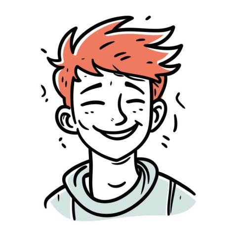 Smiling boy with red hair. Vector illustration of a happy boy.