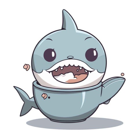 Shark character cartoon style vector illustration. Isolated on w