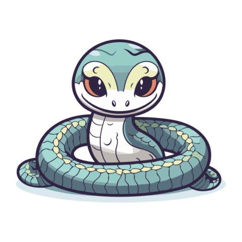 Cute cartoon snake. Vector illustration isolated on a white back