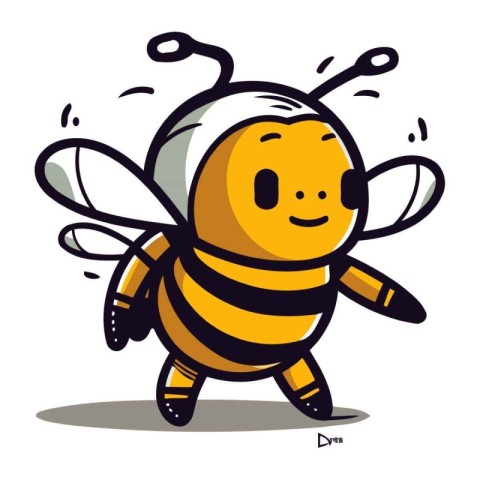 Cute cartoon bee. Vector illustration isolated on a white backgr