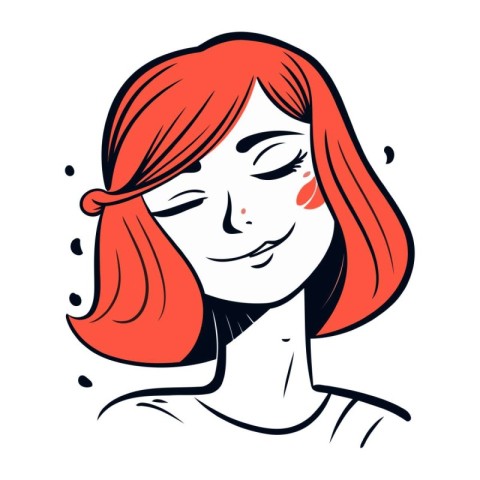 Portrait of a beautiful girl with red hair. Vector illustration.