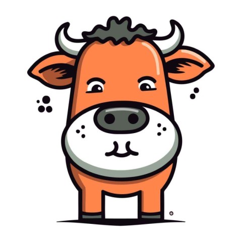 Cute cartoon cow. Vector illustration. Isolated on white backgro