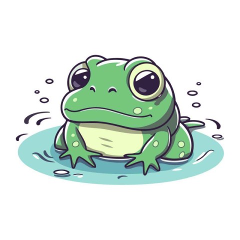 Cute cartoon frog. Vector illustration isolated on a white backg