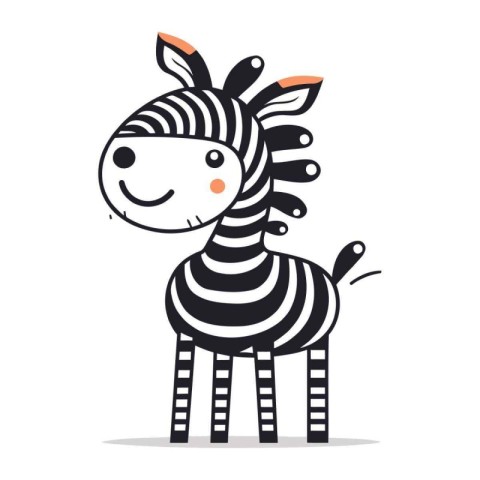 Zebra cartoon character. Vector illustration. Cute cartoon anima