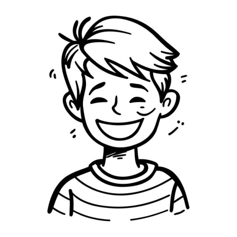 Cartoon doodle of a happy boy. Vector illustration.