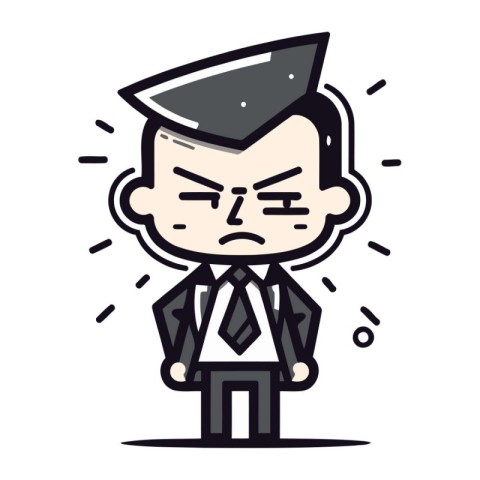 Angry boss cartoon character. Vector illustration in doodle styl