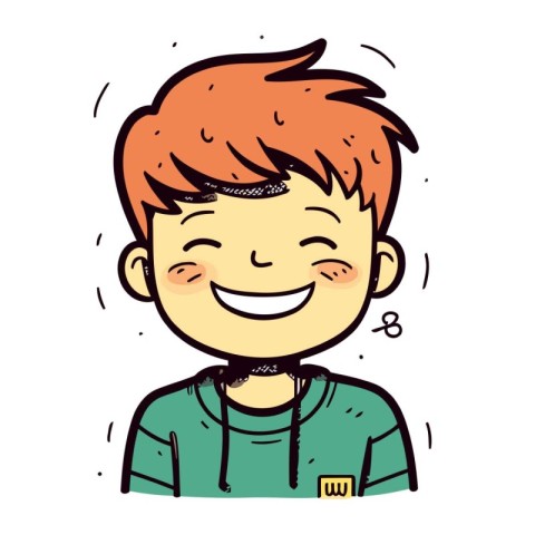 Vector illustration of a happy cartoon boy with red hair wearing