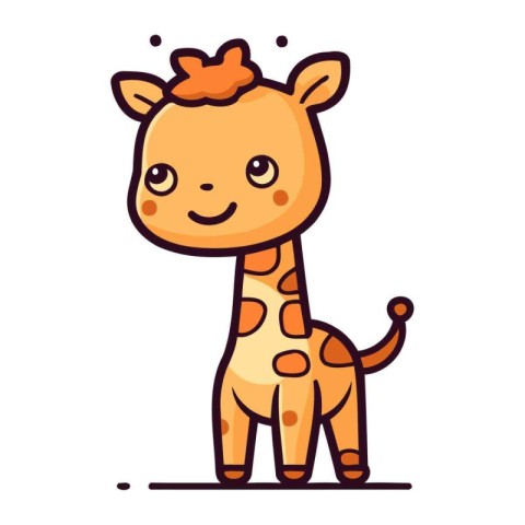 Cute cartoon giraffe. Vector illustration. Cute animal.