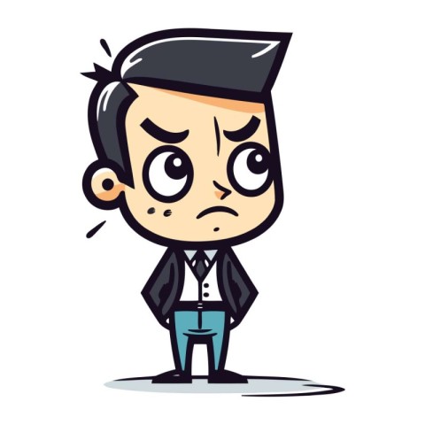 Upset Man Wearing Tuxedo   Vector Cartoon Illustration