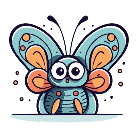 Cute cartoon butterfly. Vector illustration isolated on a white