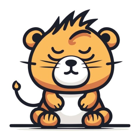 Illustration of cute cartoon lion on white background. Vector il