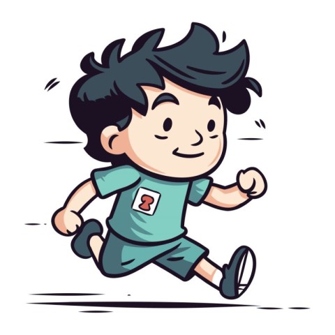 Running Kid   Cartoon Vector Illustration of a Kid Running and S