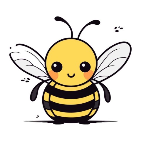 Cute cartoon bee. Vector illustration. Isolated on white backgro