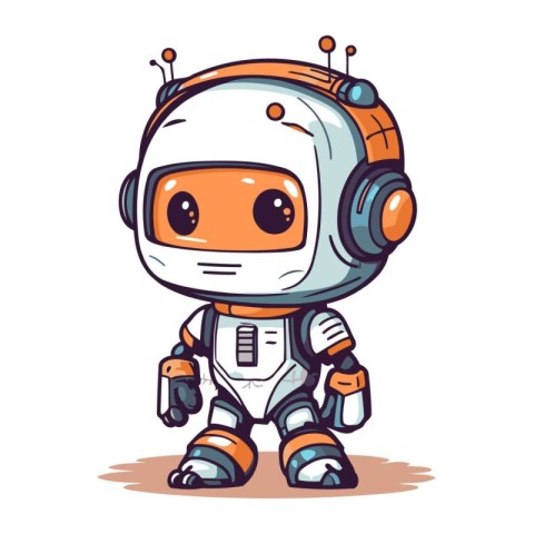 Cute Cartoon Astronaut with headphones. Vector illustration isol