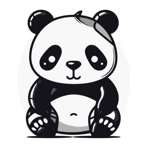 Cute panda sitting on a white background. Vector illustration.