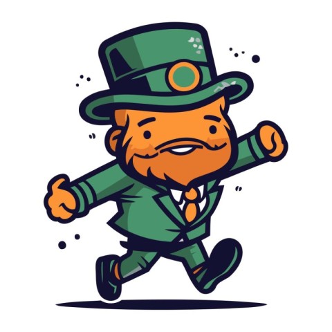 Cartoon Leprechaun Running Vector Illustration. St. Patricks Day